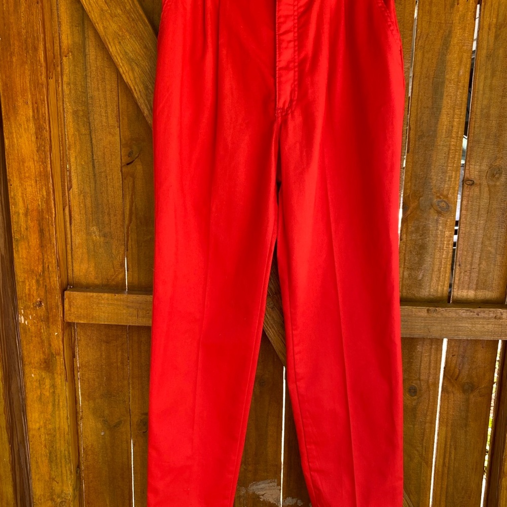 Vintage Chic Size 13 Mom Jean Red Straight Leg Pants with Relaxed Fit